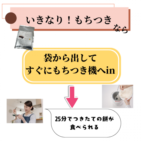 浸漬のいらないもち米（岡山県新庄村産ひめのもち）3合分